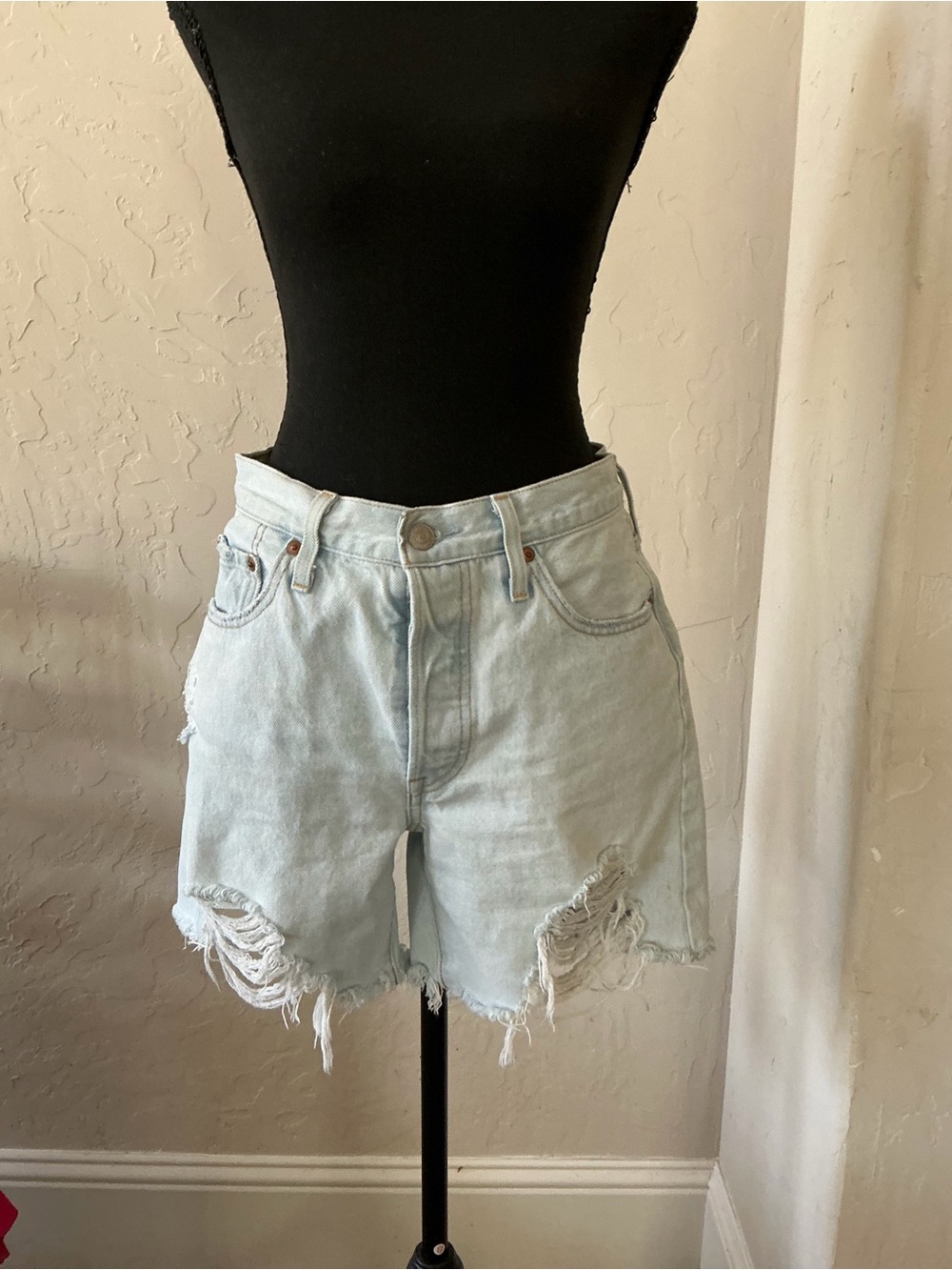 Levi’s Light Wash Distressed Denim Shorts - Women's